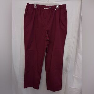 Appleseed’s 18W deep red pull on crisp cotton blend pants/ side pockets NWOTG
